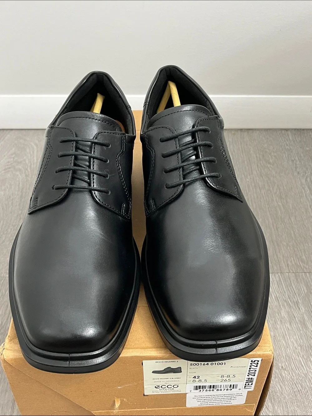 Ecco Helsinki 2 Derby men’s dress shoes black leather EU 42 US size 8-8.5